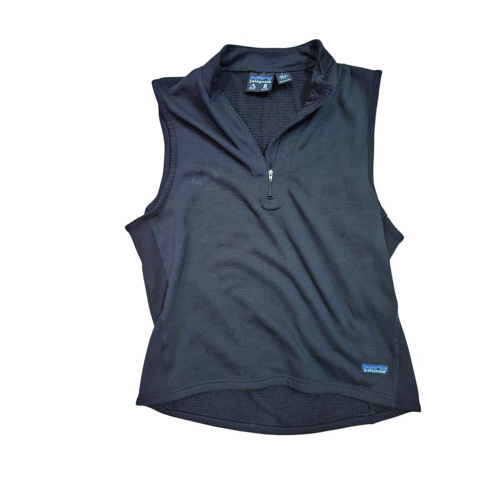 Y2K  Patagonia Pullover Vest-M-Black Quarter Zip Fleece Outdoor Hiking Gorpcore - Picture 2 of 7